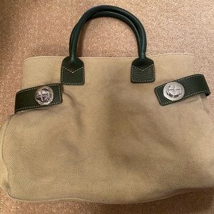 EUC Barney’s New York Olive and canvas bag